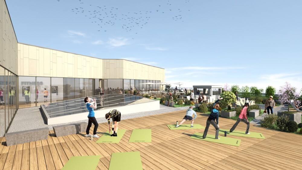 City Concorde, Bertrange (L)... still 2 weeks until the official opening of the extension! A view of the roof terrace.