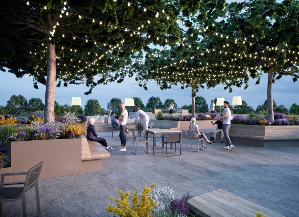 City Concorde, Bertrange (L)... still 2 weeks until the official opening of the extension! A view of the roof terrace.
