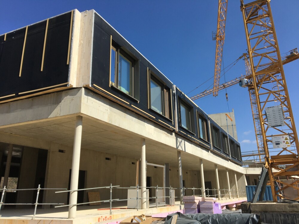 Start of timber construction work at school campus, Echternach (LUX)