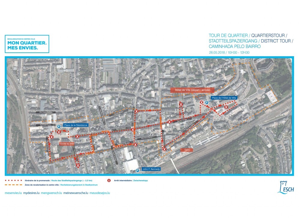 REVITALIZATION OF ESCH-SUR-ALEZETTE CITY CENTER: DISTRICT TOURS the 26th May 2018 and the 9th June 2018,