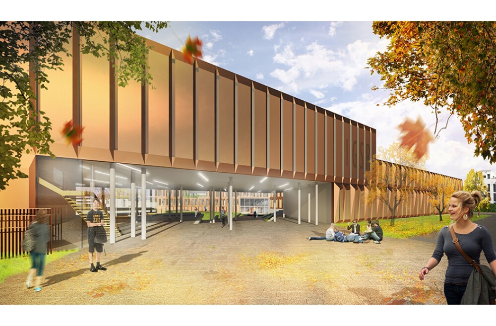 New construction of an integrated comprehensive school with two-field sports hall at Riedberg, Frankfurt am Main (GER) 2nd Prize