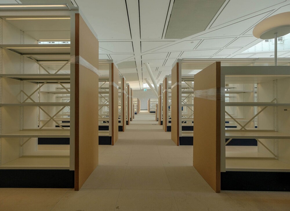 Luxembourg National Library in detail: the furniture is installed.